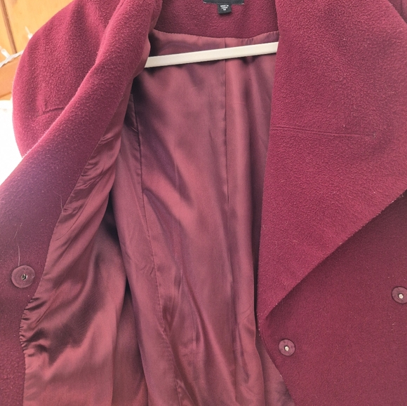 Burgundy Pea Coat - Picture 3 of 6